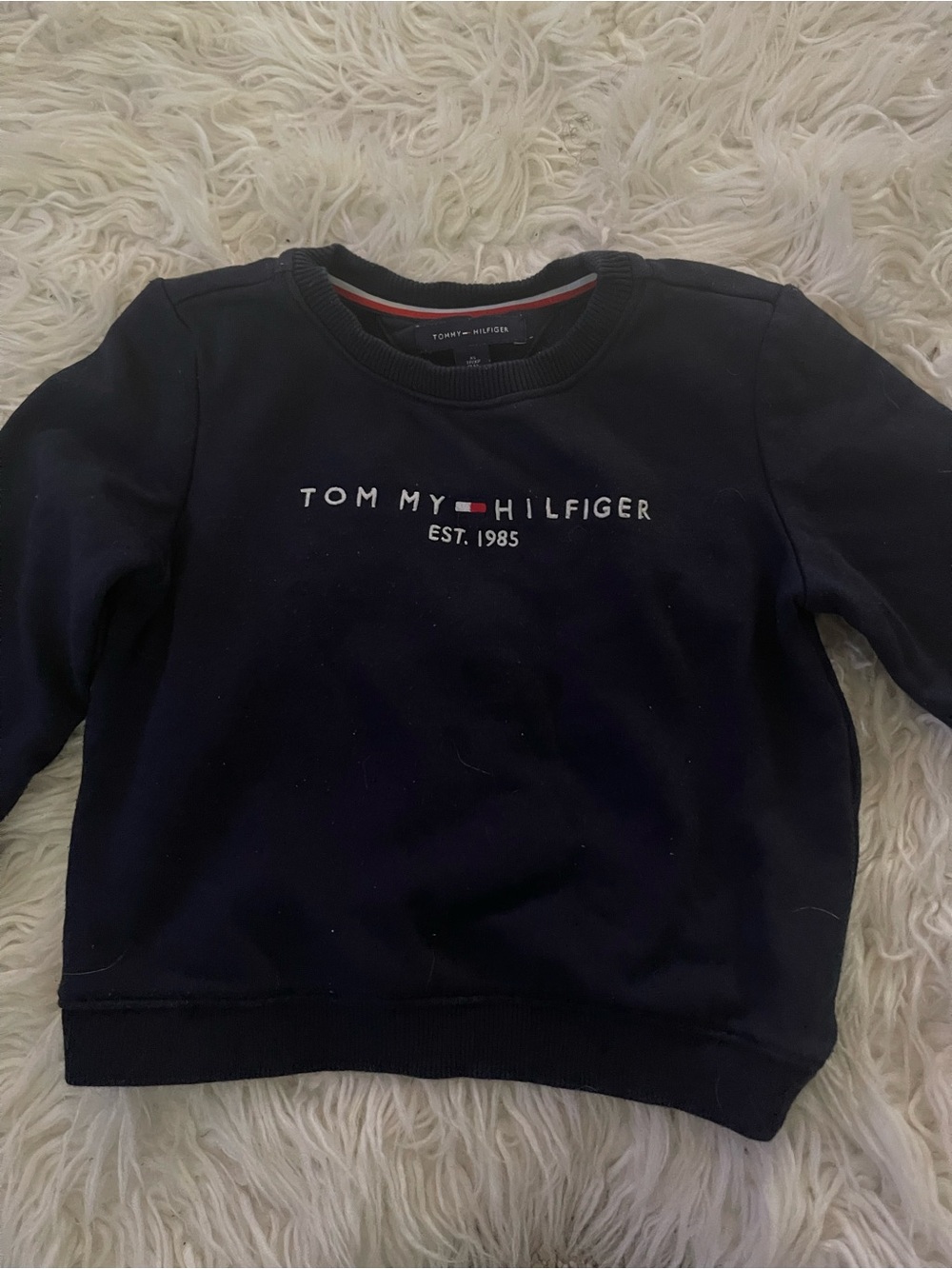 Tommy Hilfiger Kids Navy Crewneck Sweatshirt with Embroidered Logo